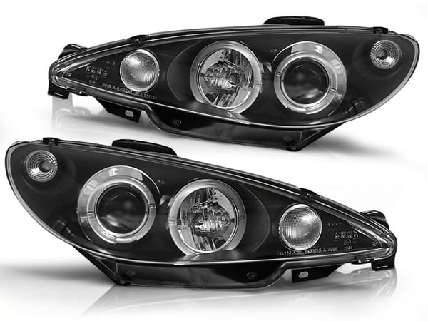 Forlygter dobbelt halo fælge PEUGEOT 206 02- ANGEL EYES SORT