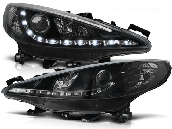 Forlygter med parkeringslys PEUGEOT 207 05 06-06 12 SORT