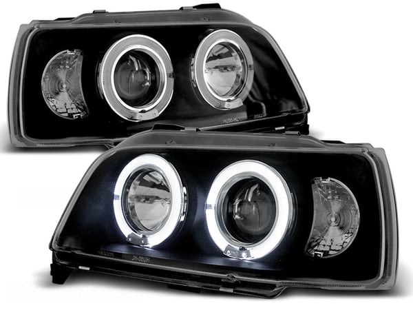 Forlygter dobbelt halo fælge RENAULT CLIO 06 90-95 ANGEL EYES SORT