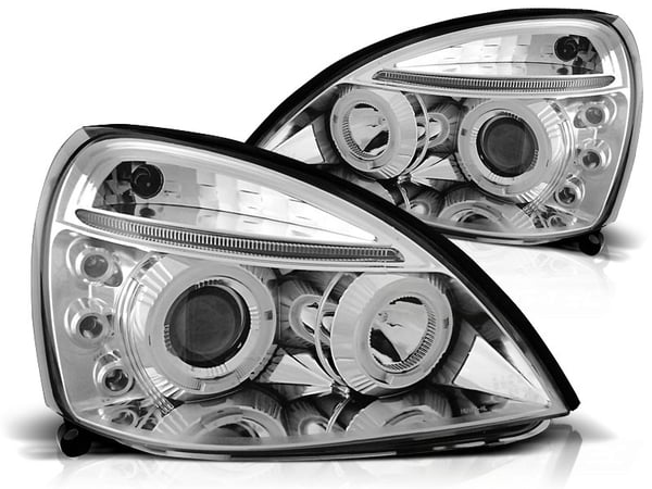 Forlygter dobbelt halo fælge RENAULT CLIO II 06 01-09 05 ANGEL EYES KROM Forlygter dobbelt halo fælge RENAULT CLIO II 06 01-09 05 ANGEL EYES KROM