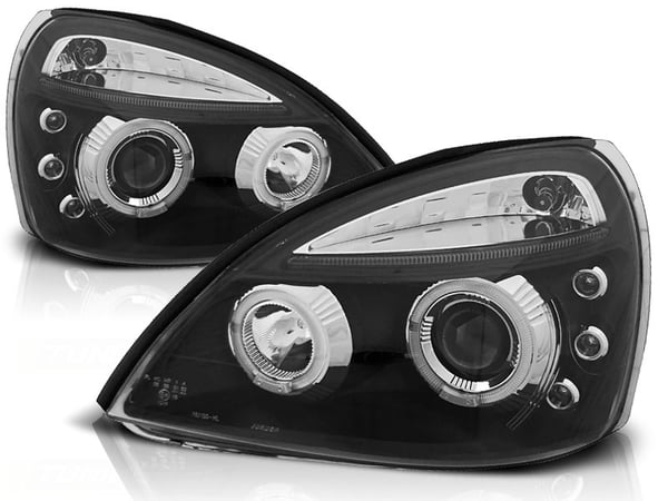 Forlygter dobbelt halo fælge RENAULT CLIO II 06 01-09 05 ANGEL EYES SORT