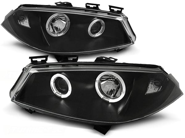 Forlygter dobbelt halo fælge RENAULT MEGANE II 11 02-12 05 ANGEL EYES SORT