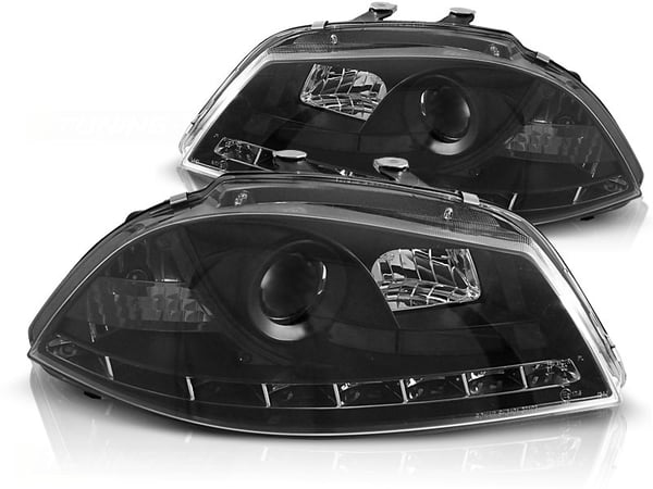 Ajovalot parkkivalolla SEAT IBIZA 6L 04 02-08 MUSTA