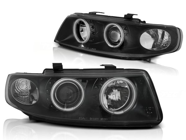 Forlygter dobbelt halo fælge SEAT LEON / TOLEDO 04 99-08 04 ANGEL EYES CCFL SORT