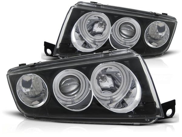 Forlygter dobbelt halo fælge SKODA FABIA I 12 99-08 ANGEL EYES SORT