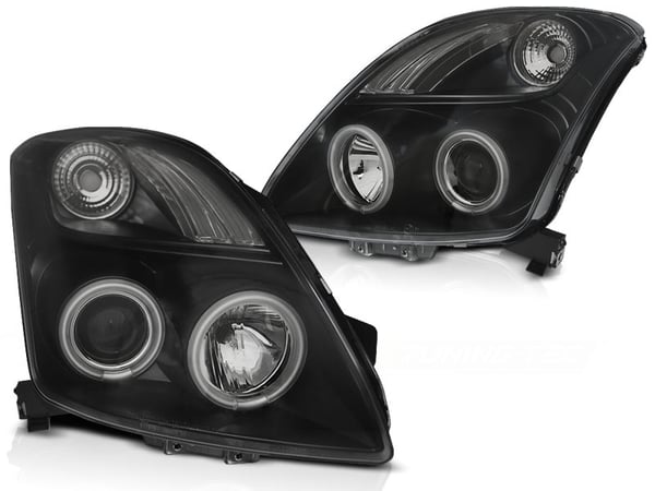 Forlygter dual halo fælge SUZUKI SWIFT 05 05-10 CCFL ANGEL EYES SORT