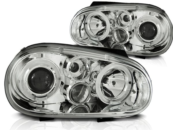 Forlygter dobbelt halo fælge VW GOLF 4 09 97-09 03 ANGEL EYES KROM Forlygter dobbelt halo fælge VW GOLF 4 09 97-09 03 ANGEL EYES KROM