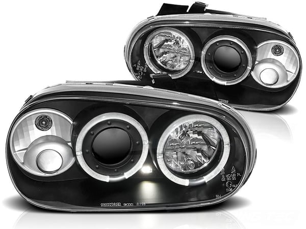 Forlygter dobbelt halo fælge VW GOLF 4 09 97-09 03 ANGEL EYES SORT