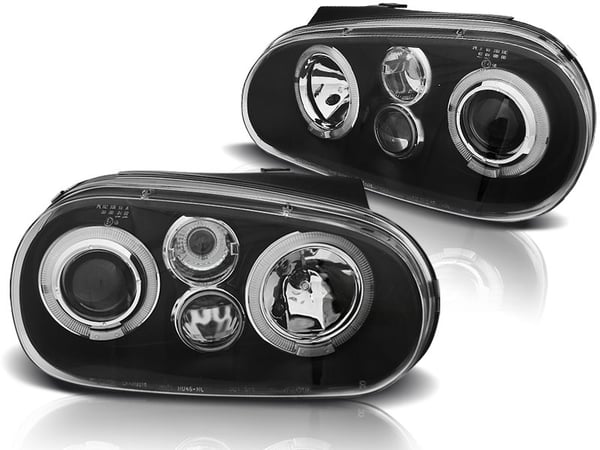 Forlygter dobbelt halo fælge VW GOLF 4 09 97-09 03 ANGEL EYES SORT