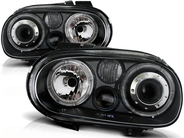 Forlygter dual halo rims VW GOLF 4 09 97-09 03 ENGLEØJNE SORT