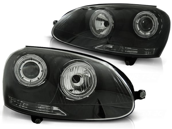 Forlygter dobbelt halo fælge VW GOLF 5 10 03-09 ANGEL EYES SORT Forlygter dobbelt halo fælge VW GOLF 5 10 03-09 ANGEL EYES SORT