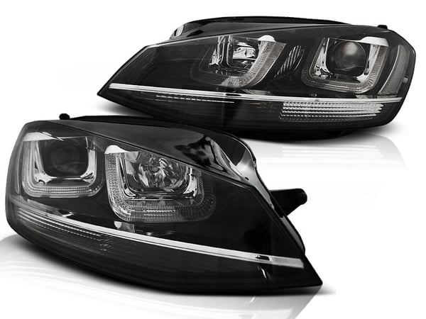 Forlygter Kørelys VW GOLF 7 11 12-17 U-TYPE SORT MED KROM LINJE