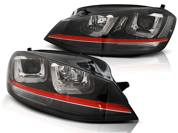 Forlygter kørelys VW GOLF 7 12-17 U-TYPE SORT MED RØD LINJE GTI LOOK