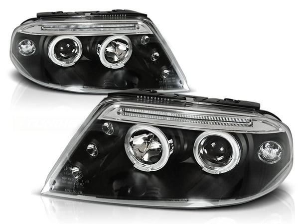 Forlygter dobbelt halo fælge VW PASSAT 3BG 09 00-03 05 ANGEL EYES SORT