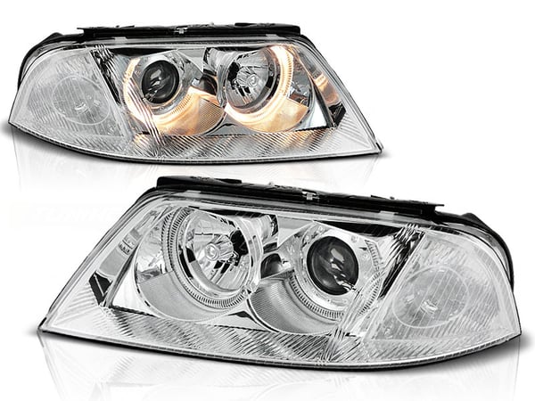Forlygter dobbelt halo fælge VW PASSAT 3BG B5 FL 09 00-03 05 ANGEL EYES KROM