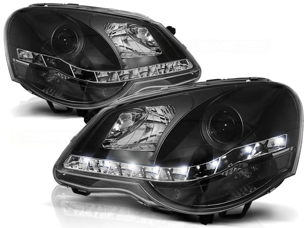 Forlygter med parkeringslys VW POLO 9N3 04 05-09 SORT