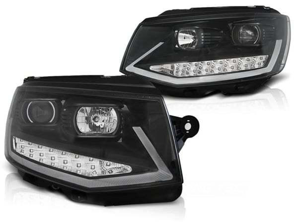 Forlygter Kørelys VW T6 15- SORT KROM LED DRL