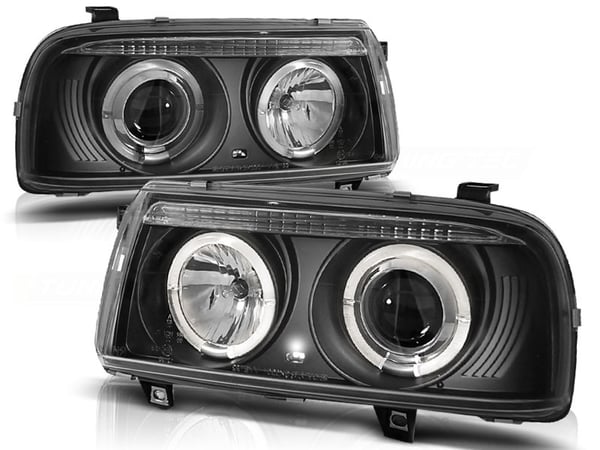 Forlygter dobbelt halo fælge VW VENTO 01 92-08 98 ANGEL EYES SORT