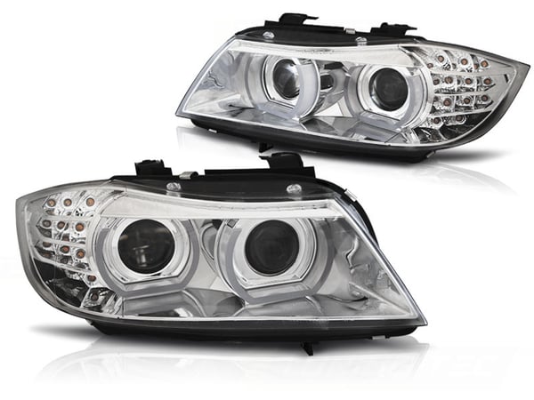 Forlygter Xenon BMW E90/E91 09-11 ANGEL EYES KROM