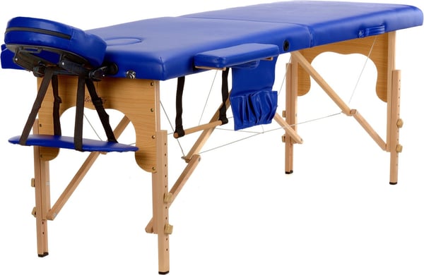 Træ massagebord - 2-delt - blåt - foldbart