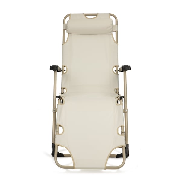 Havestol 2i1 med nakkestøtte - Beige farve - Havestol