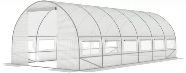 Folietunnel drivhus med vinduer 600 x 300 x 200 cm Hvid