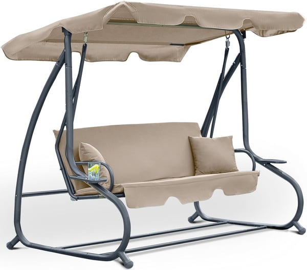 Gynge bænke 3-personers beige - 230 x 127 x 172 cm