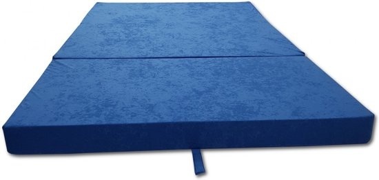 Gæstemadras - campingmadras - rejsemadras - foldbar madras - 120 x 200 x 10 - blå