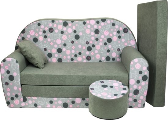Bäddsoffa för barn - gästmadrass - soffa - 170 x 100 x 8 - bäddsoffa - mossgrön - kattungar