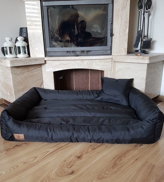 Hundeseng sort 90x60 cm - vaskbar hundepude - vandtæt hundeseng