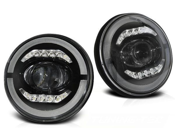 Forlygter CHRYSLER JEEP WRANGLER TJ/ LJ/ JK 96-18 - ANGEL EYES LED Sort