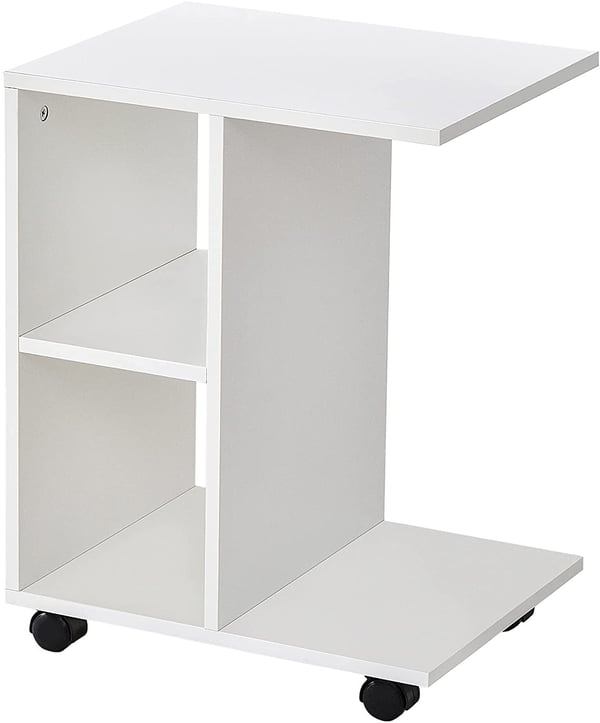 Sidebord - på hjul - 45x35x58 cm - Hvid