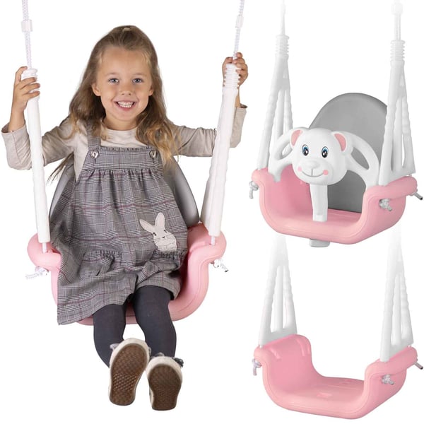 Vauvakeinu - karhu - jopa 7-vuotiaille tai 30 kg - pinkki-valkoinen