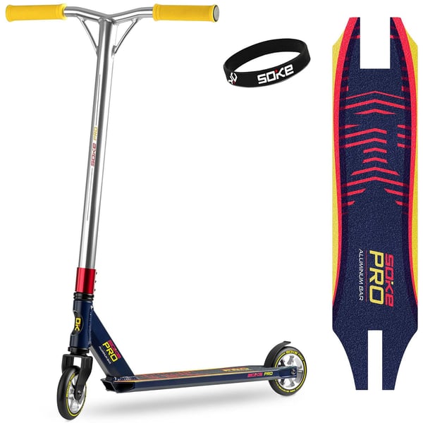 Stunt Scooter - Soke Pro - Blå Rød - 85 cm - 360º styr