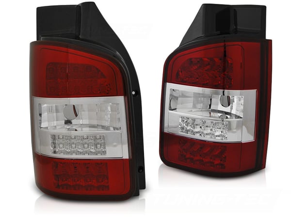 LED-takavalot VW T5 10-15 TRANSPORTER PUNAINEN VALKOINEN