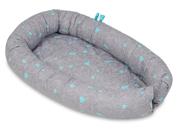 Babynest - Babynest - 0-8 måneder - 100% bomuld - 82x54cm - katte og hjerter