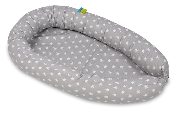 Babynest - babynest - 0-8 måneder - 100% bomuld - 82x54cm - hvide og grå stjerner