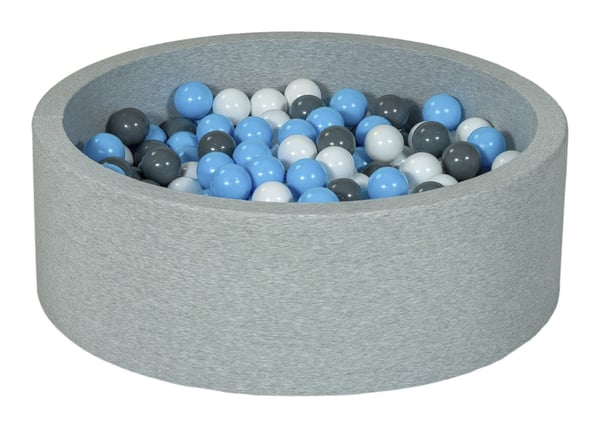 Pallomeri - 300 palloa - pyöreä - 90x30 cm pallokylpy - valkoiset, vaaleansiniset, harmaat pallot