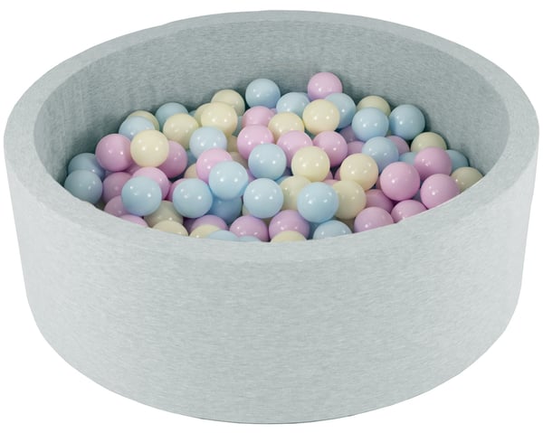 Bollhav - 150 bollar - runt - 90x30 cm - rosa, blå, gula (pastell) bollar