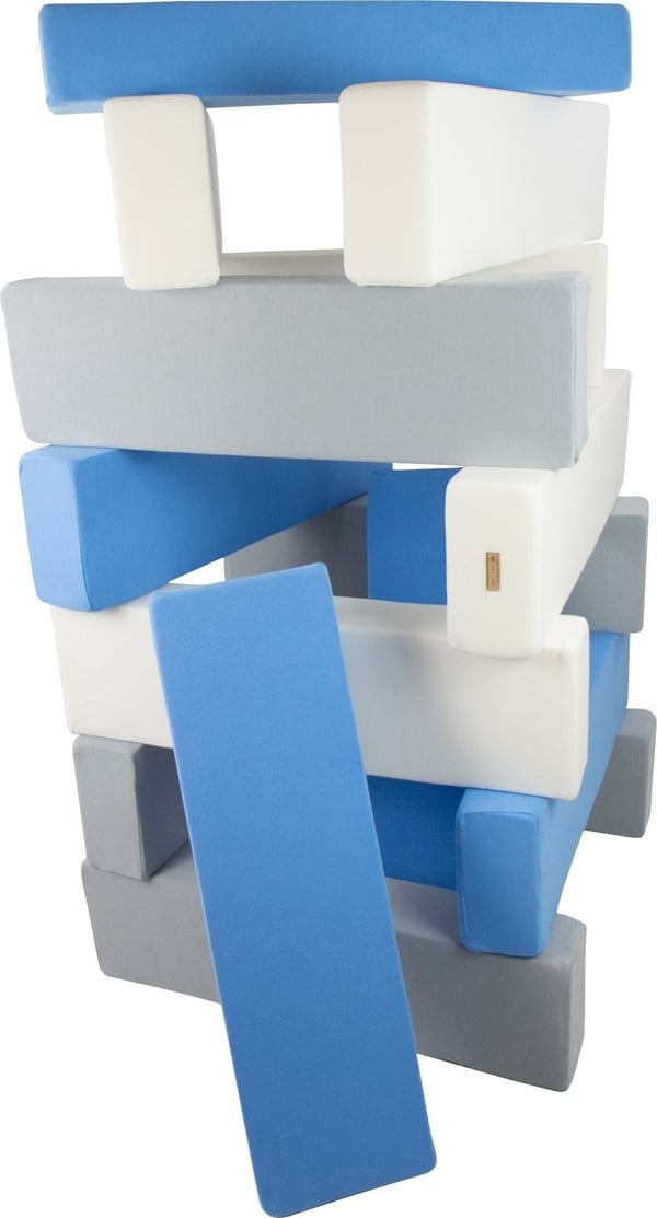 Jenga - 15 pehmeää palikkaa - valkoinen, vaaleansininen, harmaa