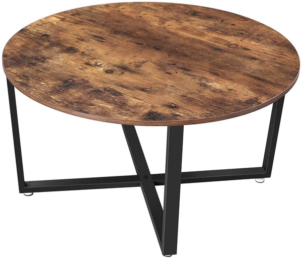 Runt vintage mörkbrunt soffbord - runt sidobord - 88 x 47 cm