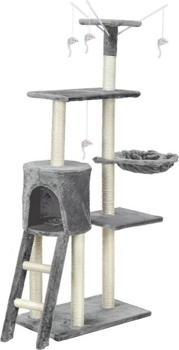 Kissapuu raapimispuu XXL 135 x 97 x 55 cm harmaa