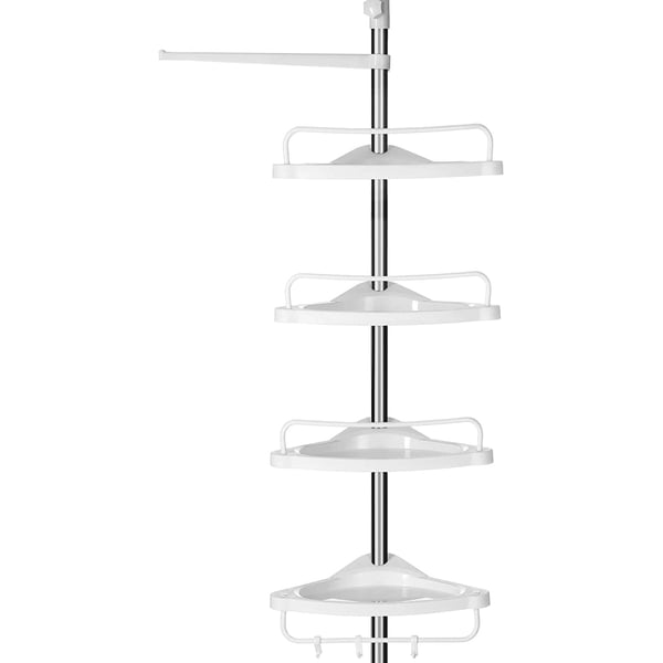 Teleskooppinen suihkuteline - kylpyhuonehylly - 95-300 cm - valkoinen