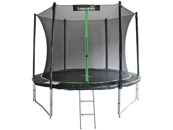 Trampolin - 244 cm - grøn sort - sikkerhedsnet - op til 100 kg