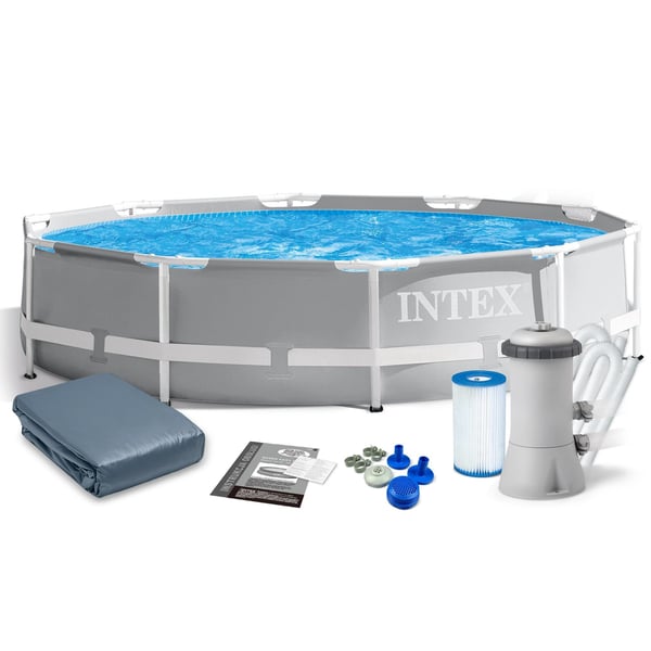 Intex-maanpäällinen uima-allas - 366x76cm - suodatinpumppu ja tarvikkeet - harmaa