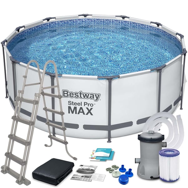 Bestway ovanmarkspool - Ø396cm - filterpump & tillbehör - vit