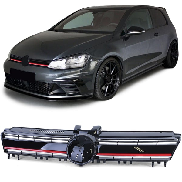 Auton säleikkö - VW Golf 7 12-17 - Musta Punainen R Sport Look - Kiiltävä musta