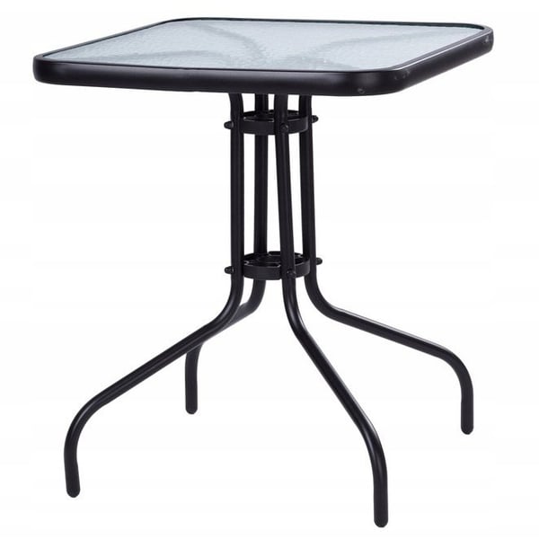 Havebord - 60cm - Hærdet glas - Sort