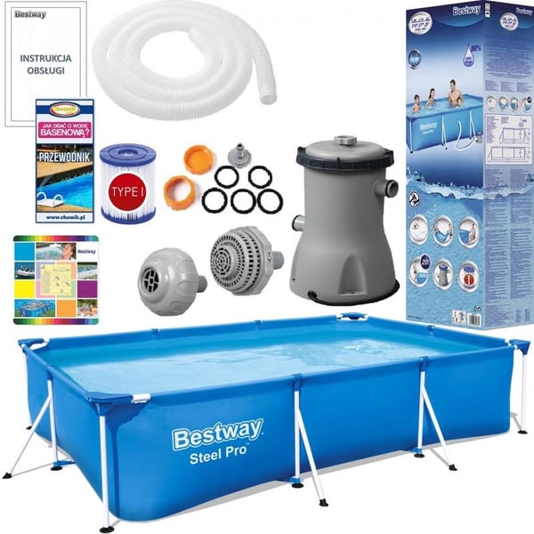 Bestway - fritstående pool - 300x201x66 cm - med filterpumpe