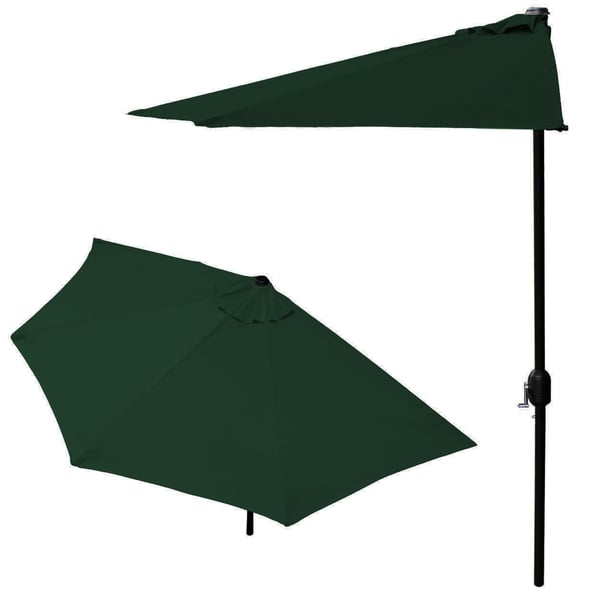 Balkonparasol - halv parasol - med håndsving - 240 cm - grøn